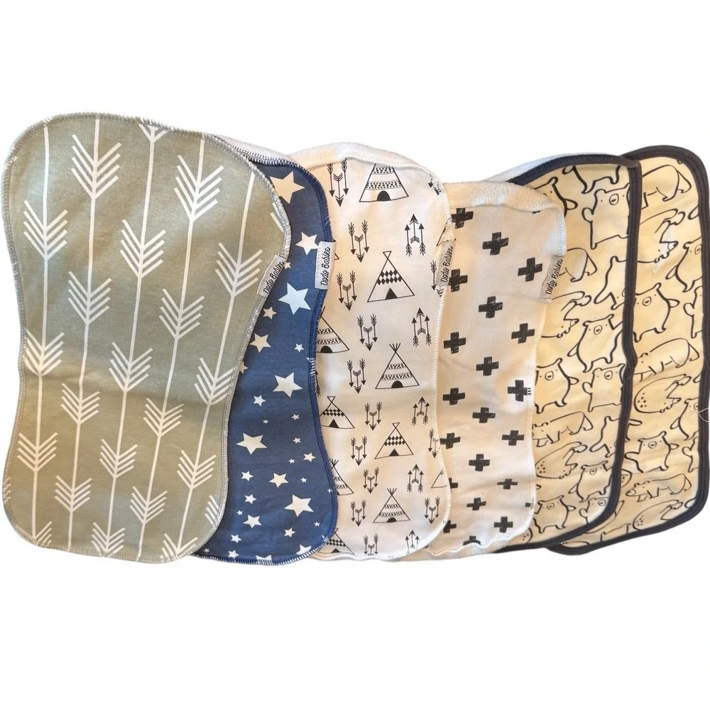 Dodo Babies (3) Burp Cloths Gerber (2) Cotton Contoured Multi Pattern